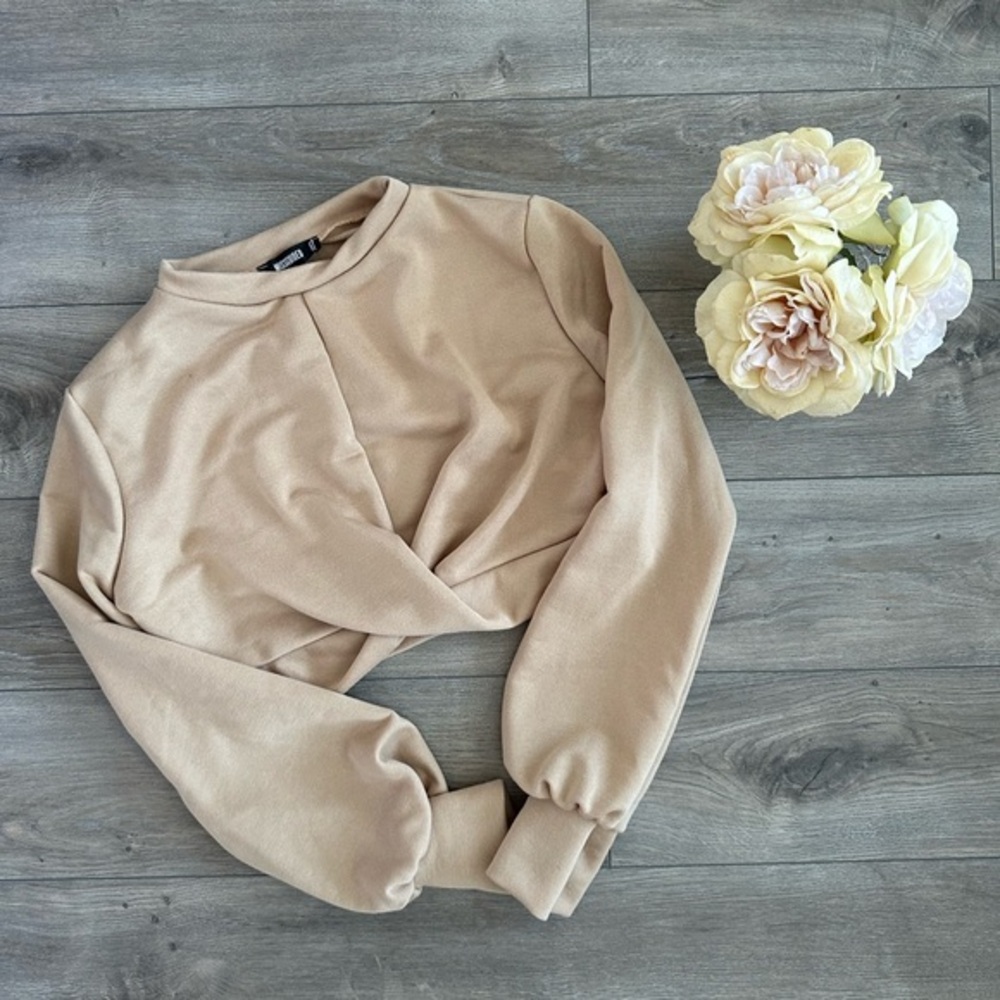 MISSGUIDED TOPS | TAN CROPPED SWEATER‎ | SZ 6